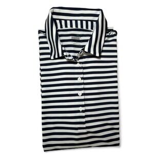 Puma Women's Striped Short Sleeve Golf Polo Shirt Navy White Size Medium